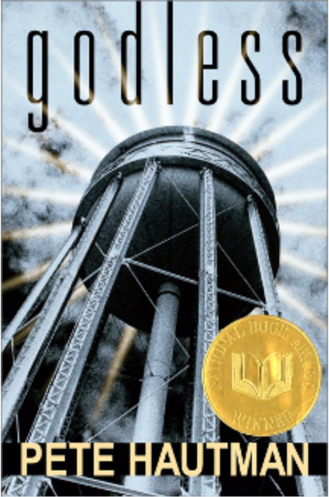 Cover of Godless, featuring a water tower with a halo.