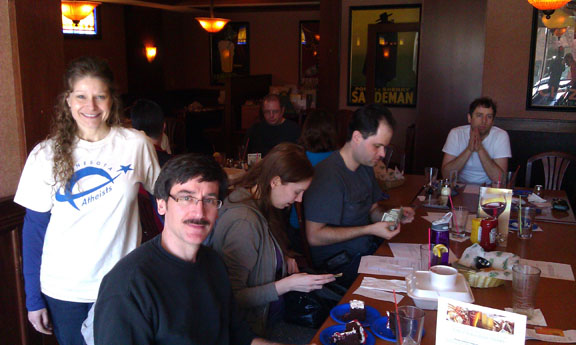 Photo of members at a restaurant.