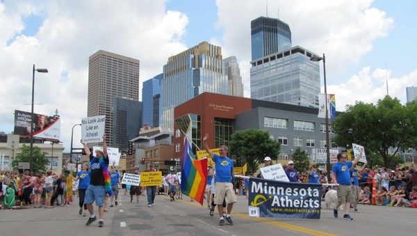 Photo of MNA contingent in Pride parade.