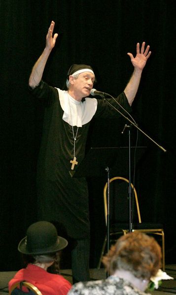 Photo of "nun" performing at Solstice dinner.